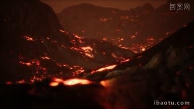 火山口的红色岩浆细节